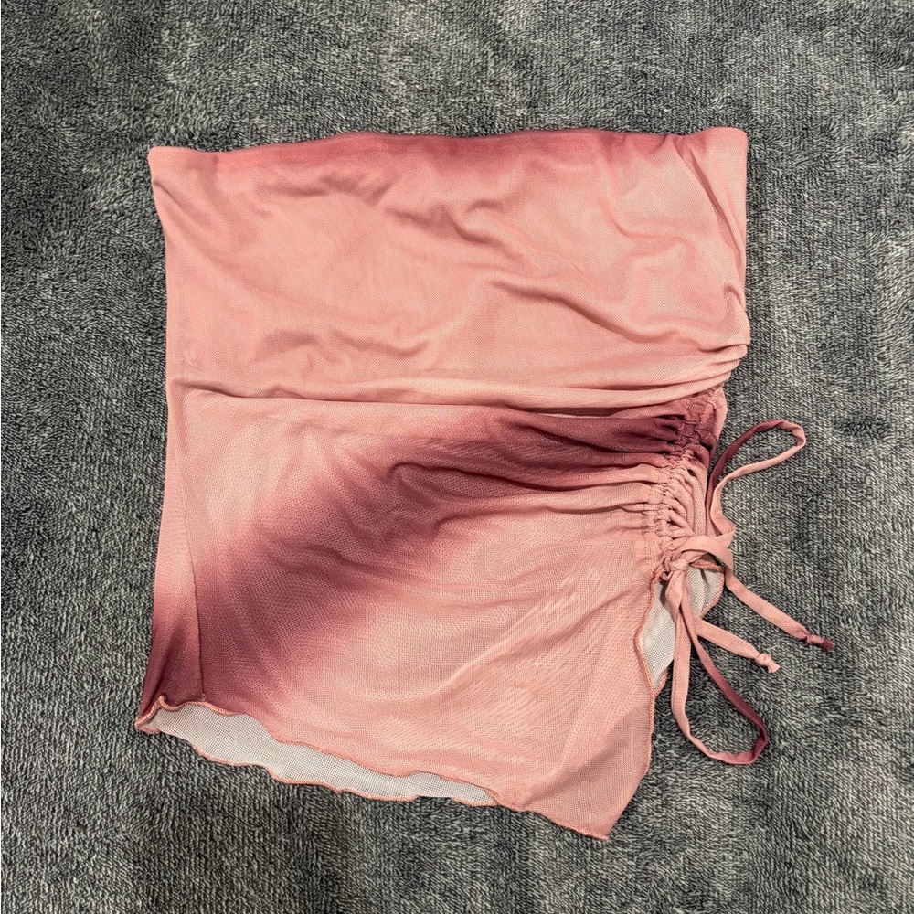 Tube Top Cinch Mesh Crop Top